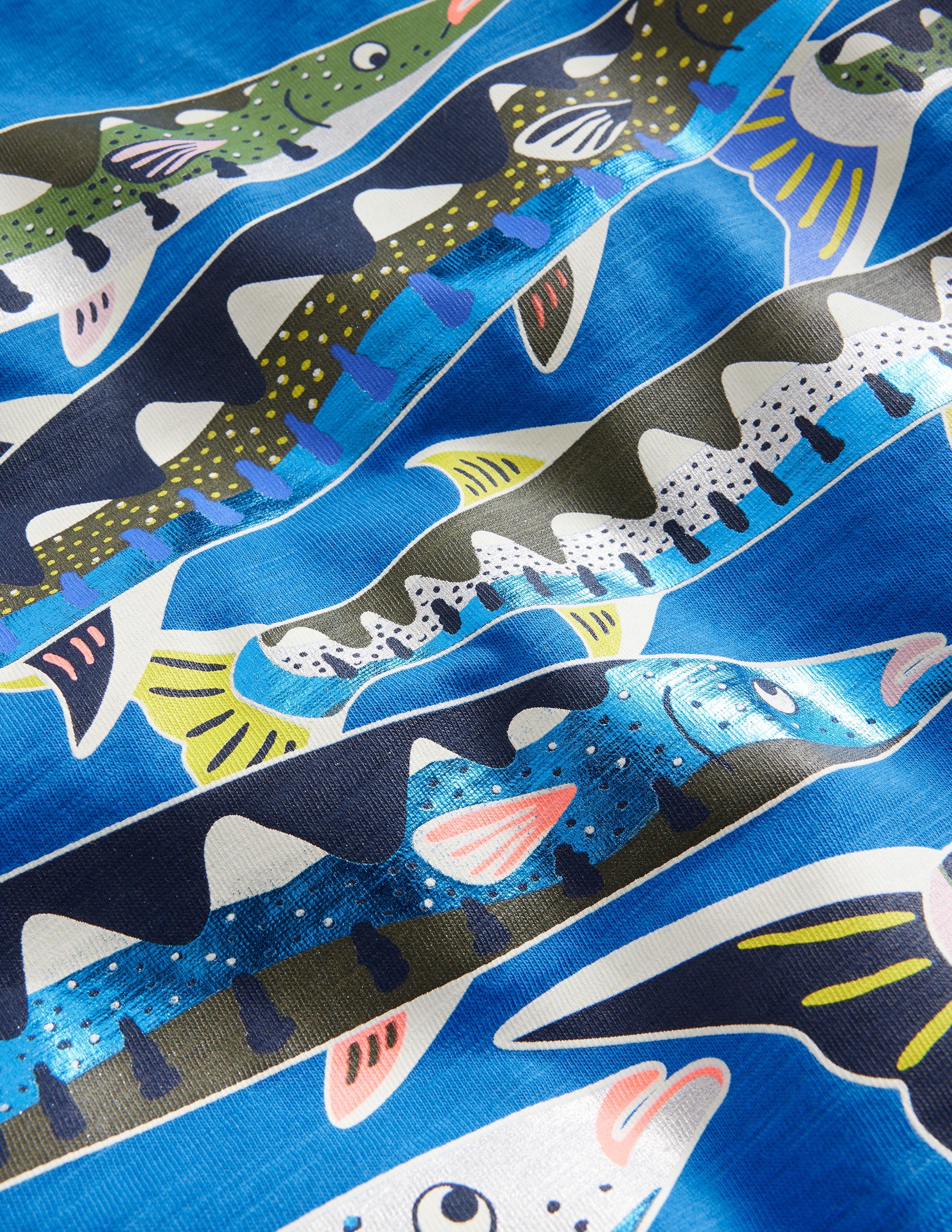 Glow and Foil T-shirt-Greek Blue Fish-3