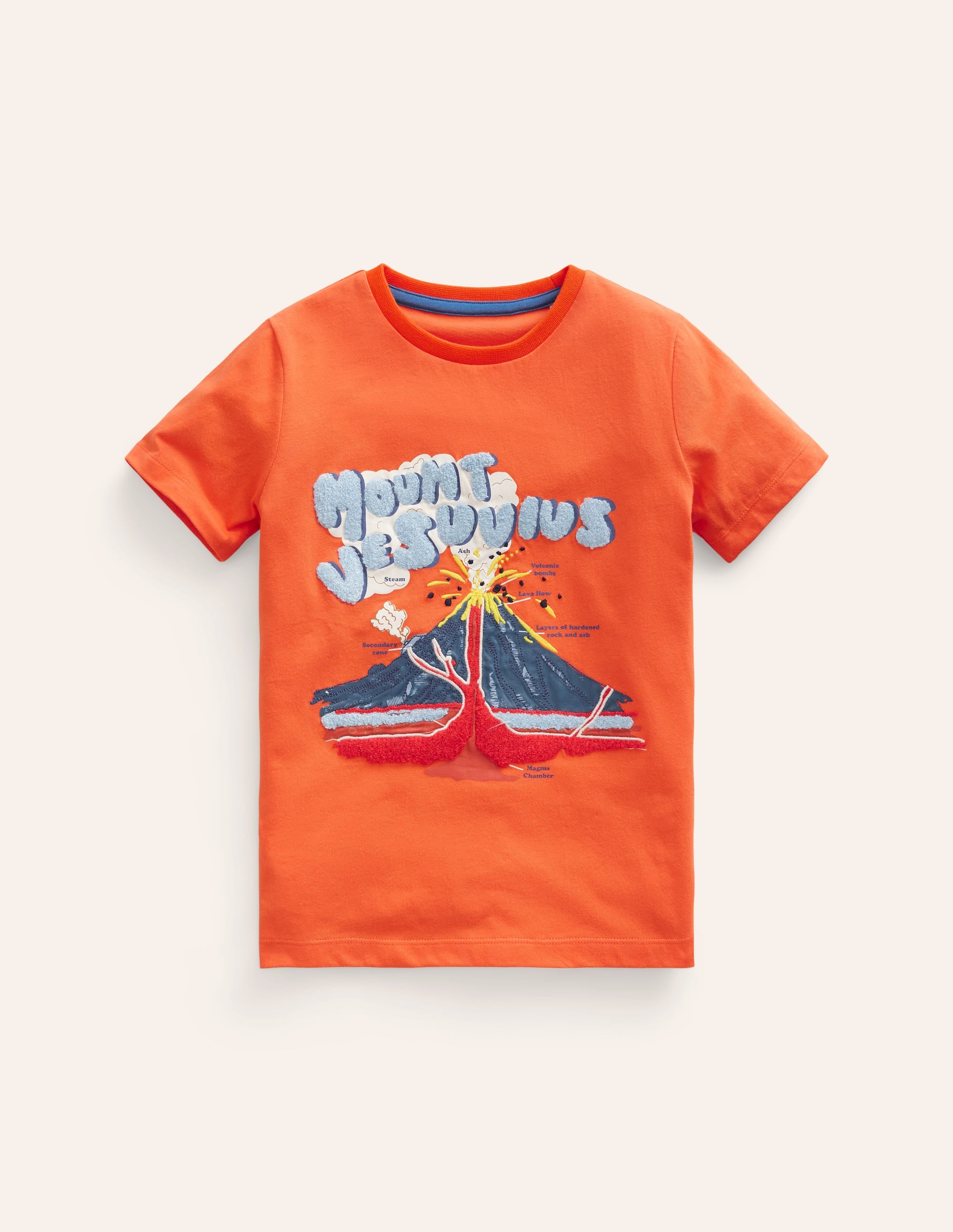 Glow Textured Fact T-Shirt-Fire Opal Orange Volcano - Image 1