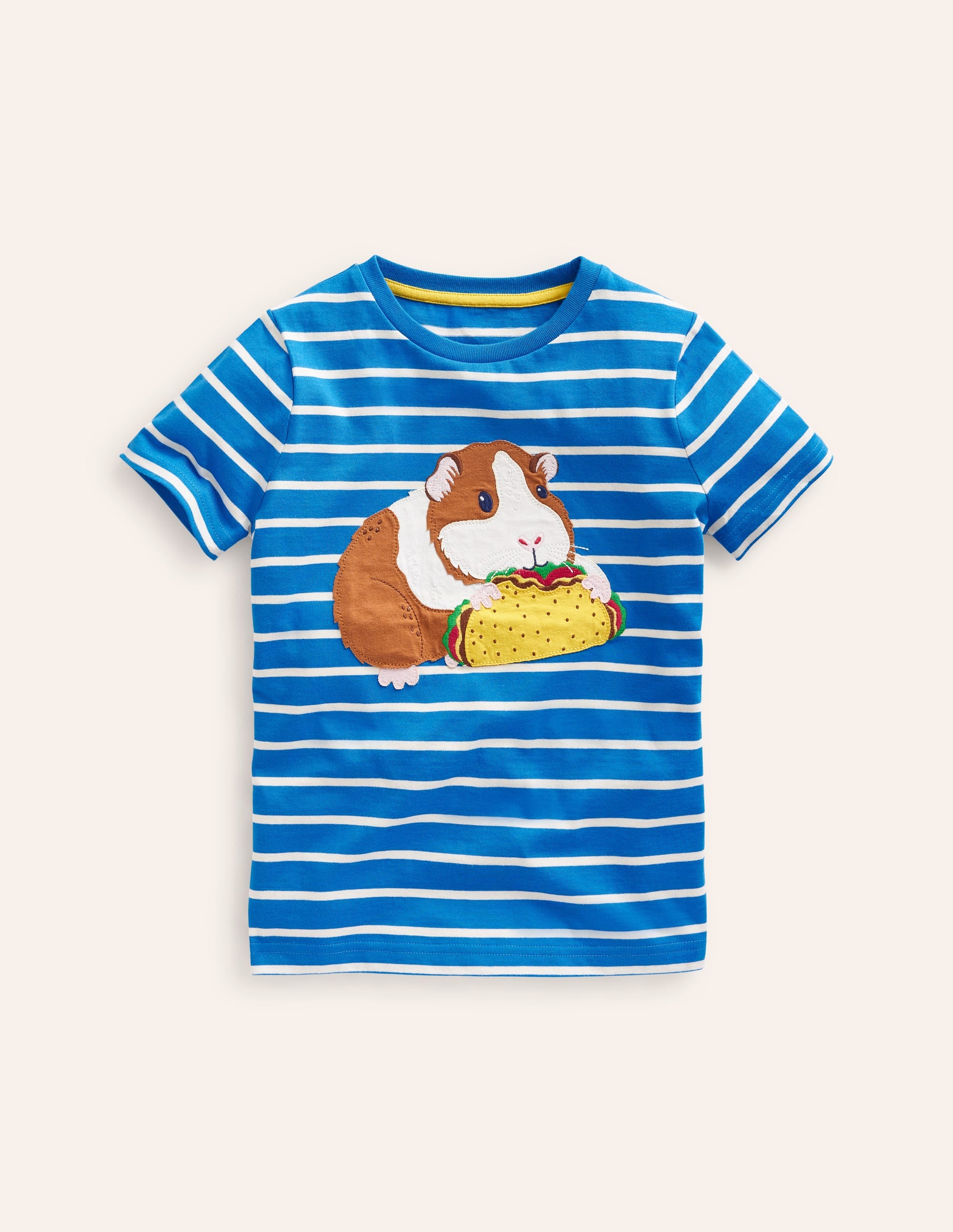 Big Appliqué Logo T-shirt-Greek Blue/ Ivory Guinea Pig - Image 1