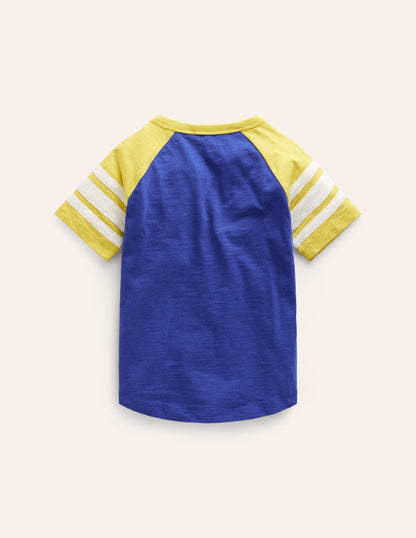 Short Sleeve Raglan T-shirt-Blue Heron/Gooseberry Yellow-2