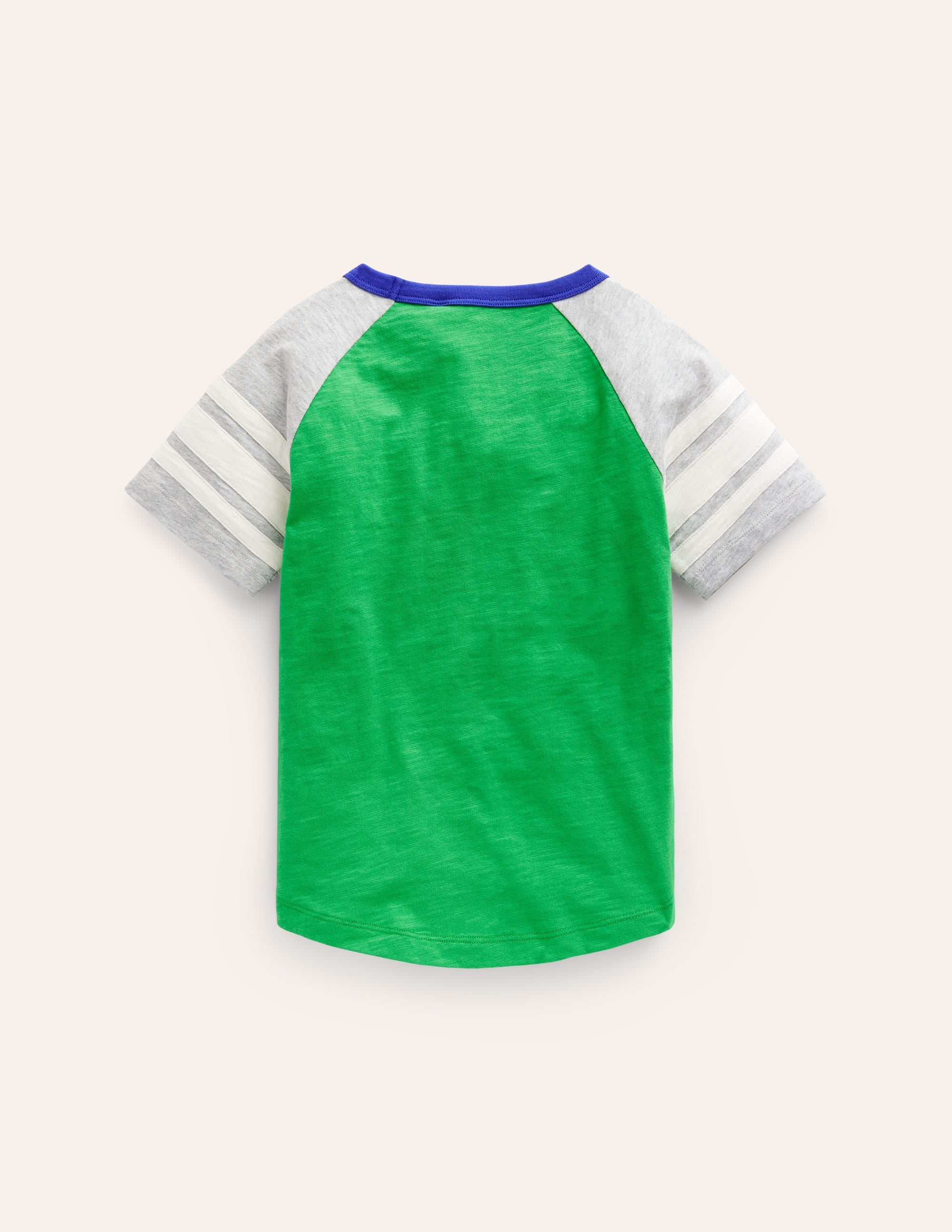 Short Sleeve Raglan T-shirt-Pea Green/Grey Marl/Calico - Image 2