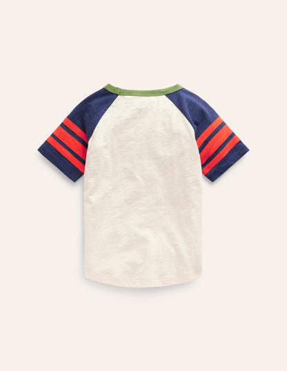 Short Sleeve Raglan T-shirt-Calico/College Navy-2