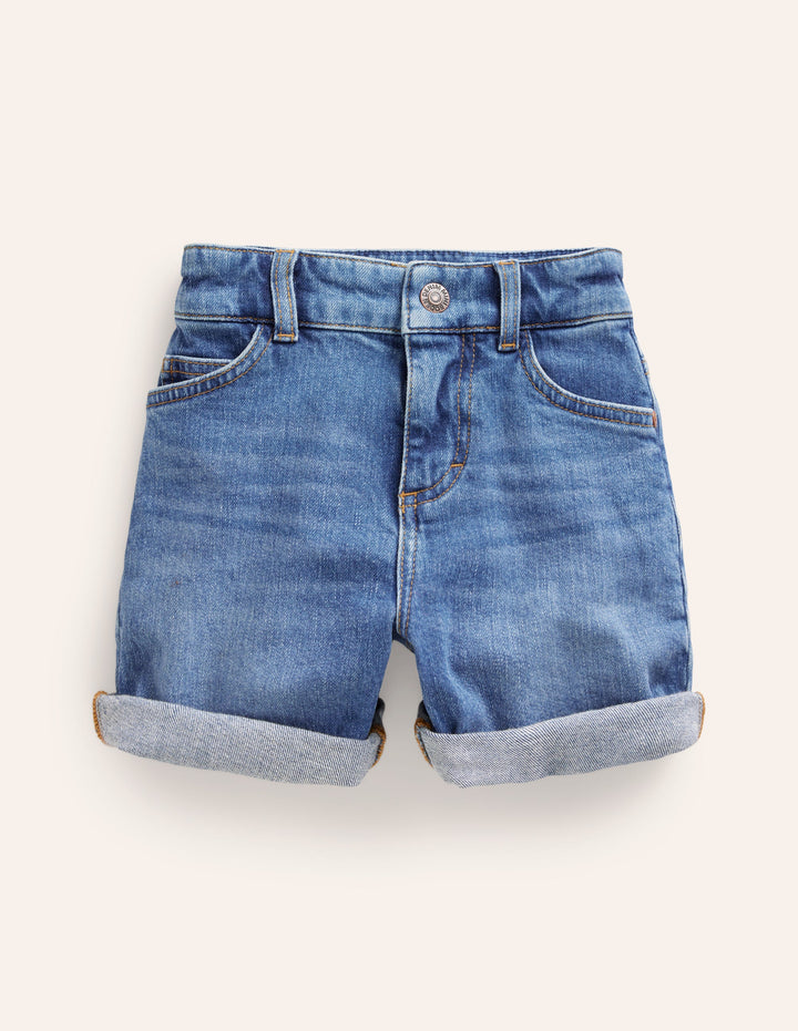 Denim Shorts-Mid Denim