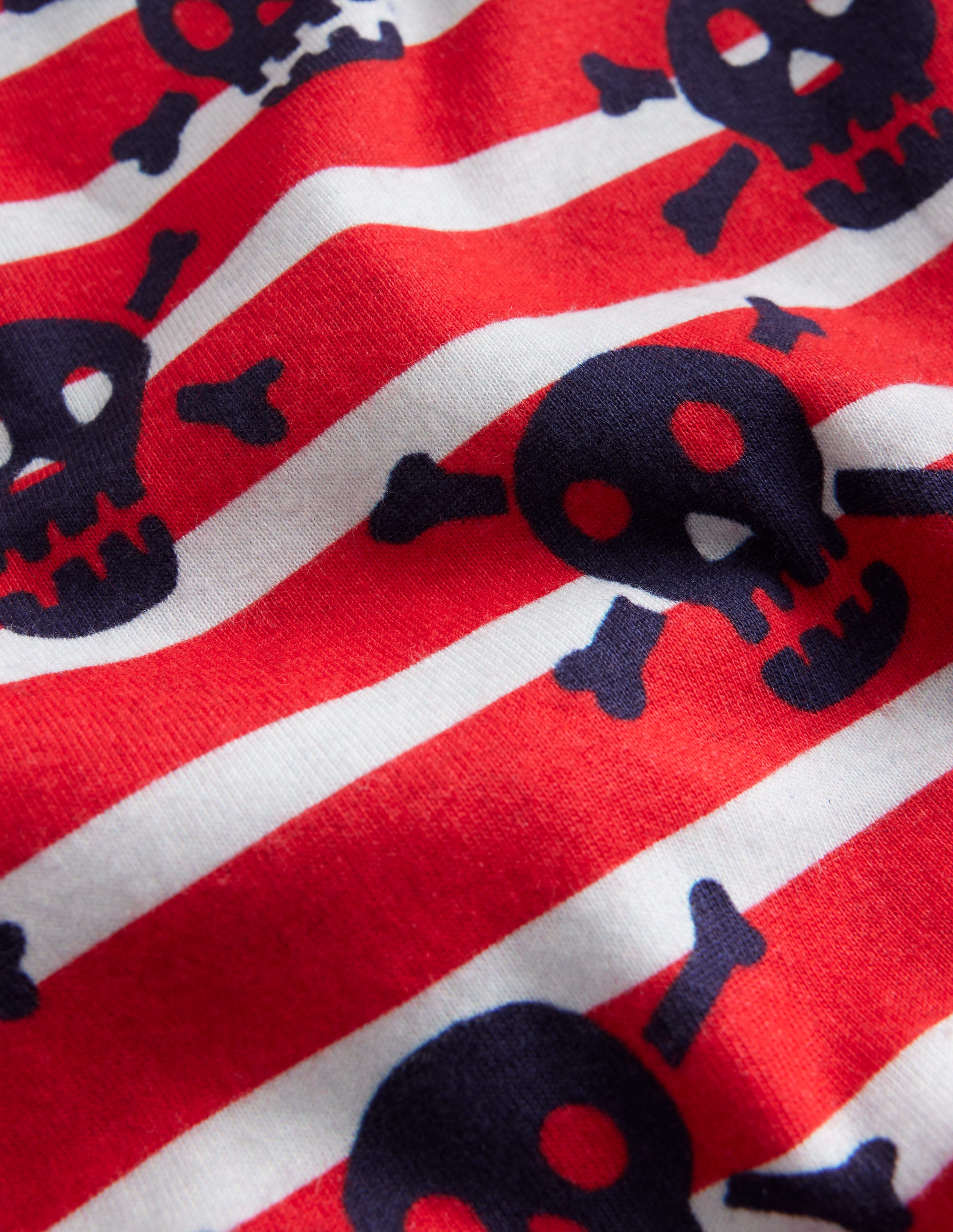 Snug Short John Pyjamas-Salsa Red Skull Stripe - Image 3