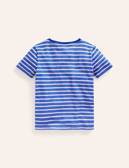 Appliqué Textured T-shirt-Wisteria Blue/Ivory Cockerels-3