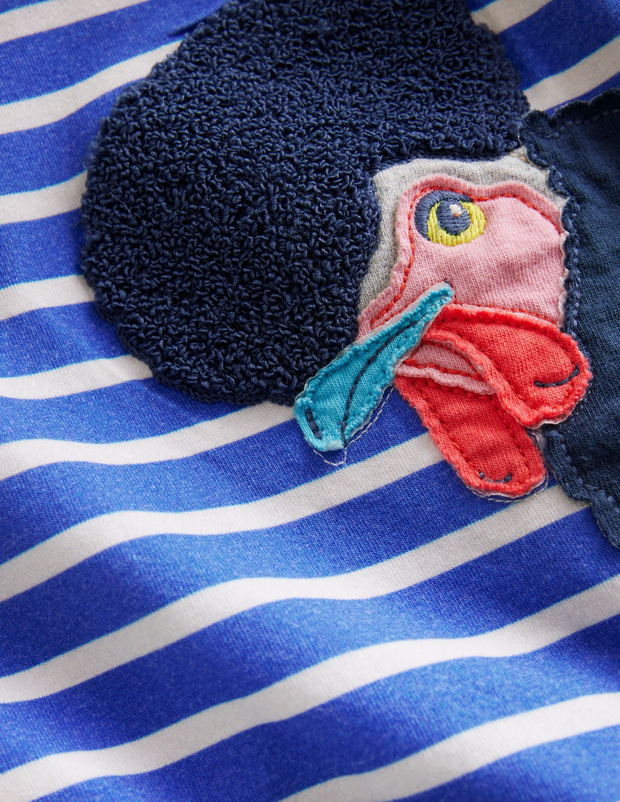 Appliqué Textured T-shirt-Wisteria Blue/Ivory Cockerels - Image 3