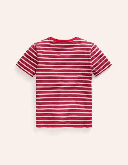 Appliqué Textured T-shirt-Jam Red/Ivory Bugs-3