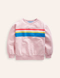 Printed Stripe Sweatshirt-Ballet Pink Multi Chest Stripe