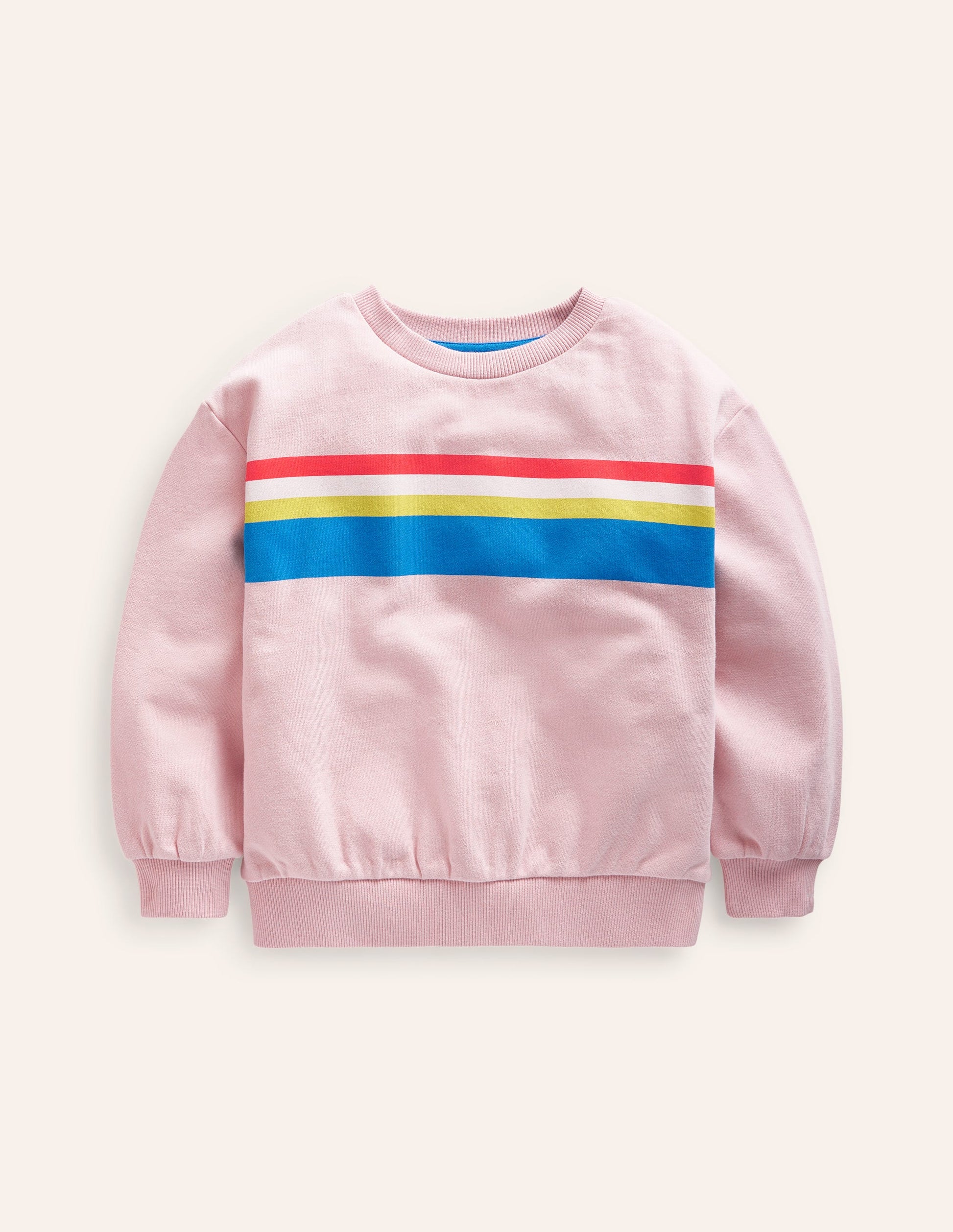 Printed Stripe Sweatshirt-Ballet Pink Multi Chest Stripe-1