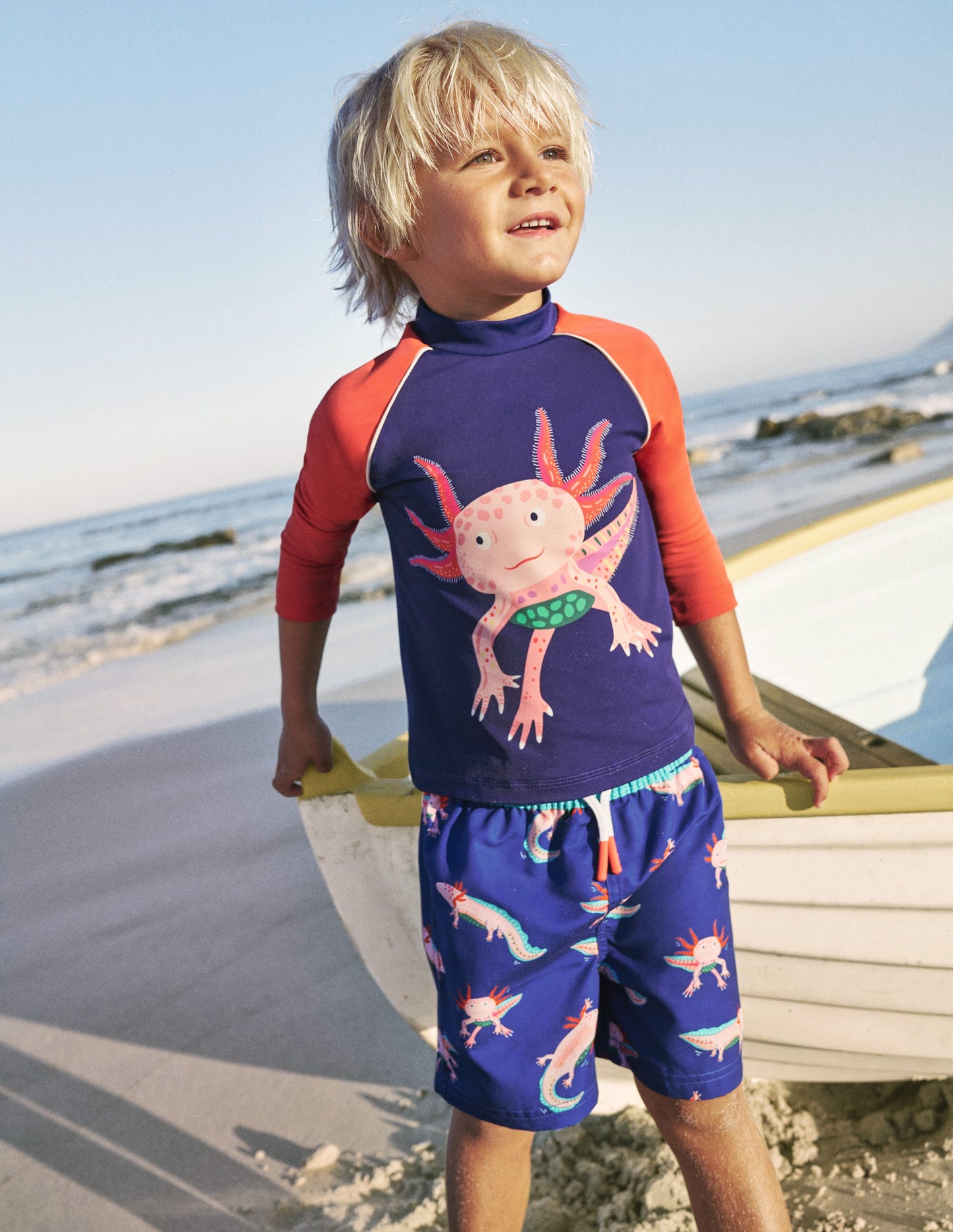 Logo Rash Vest-Sapphire Blue/ Jam Red Axolotl