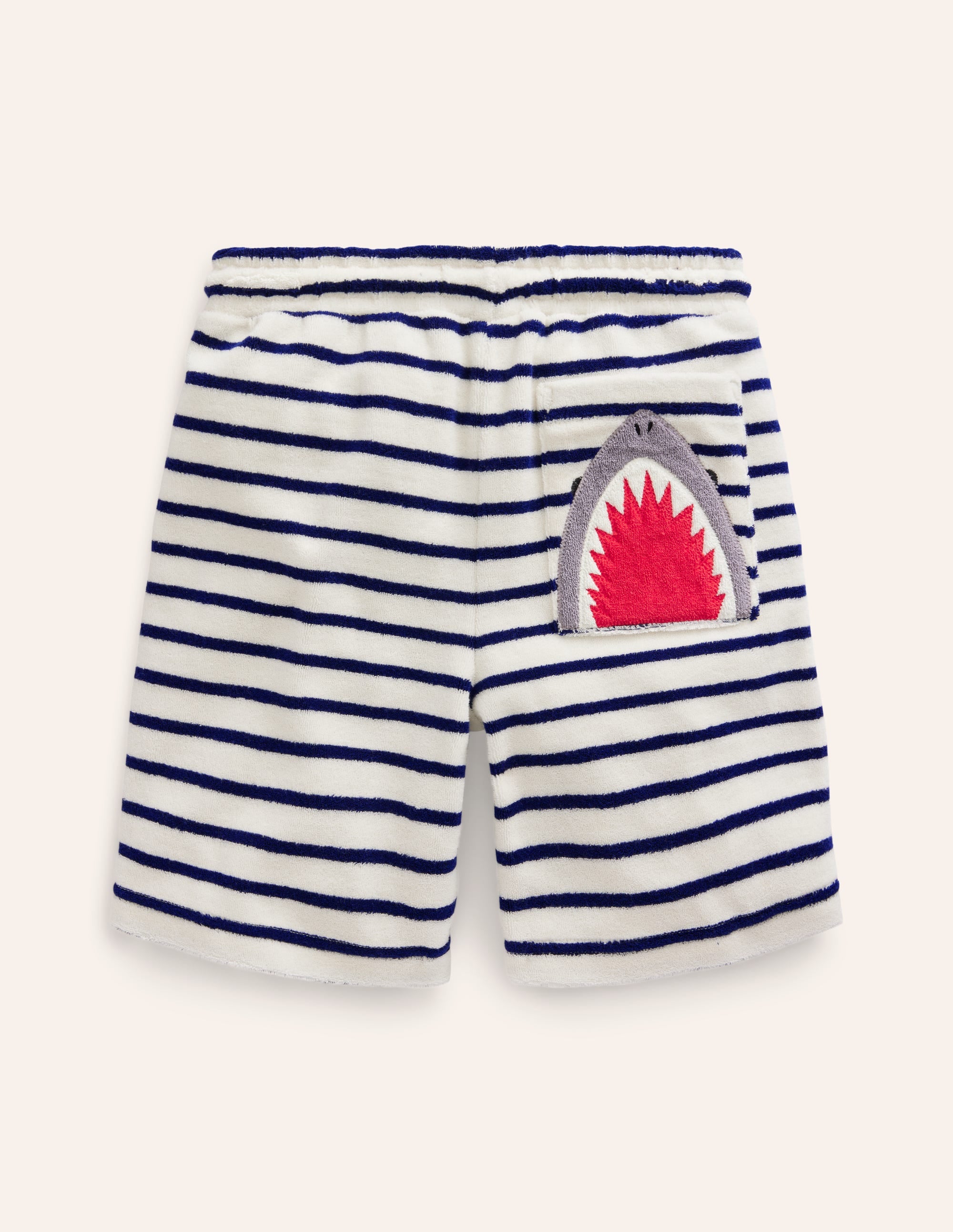 Shark Towelling Shorts-Greek Blue/ Ivory Stripe - Image 2