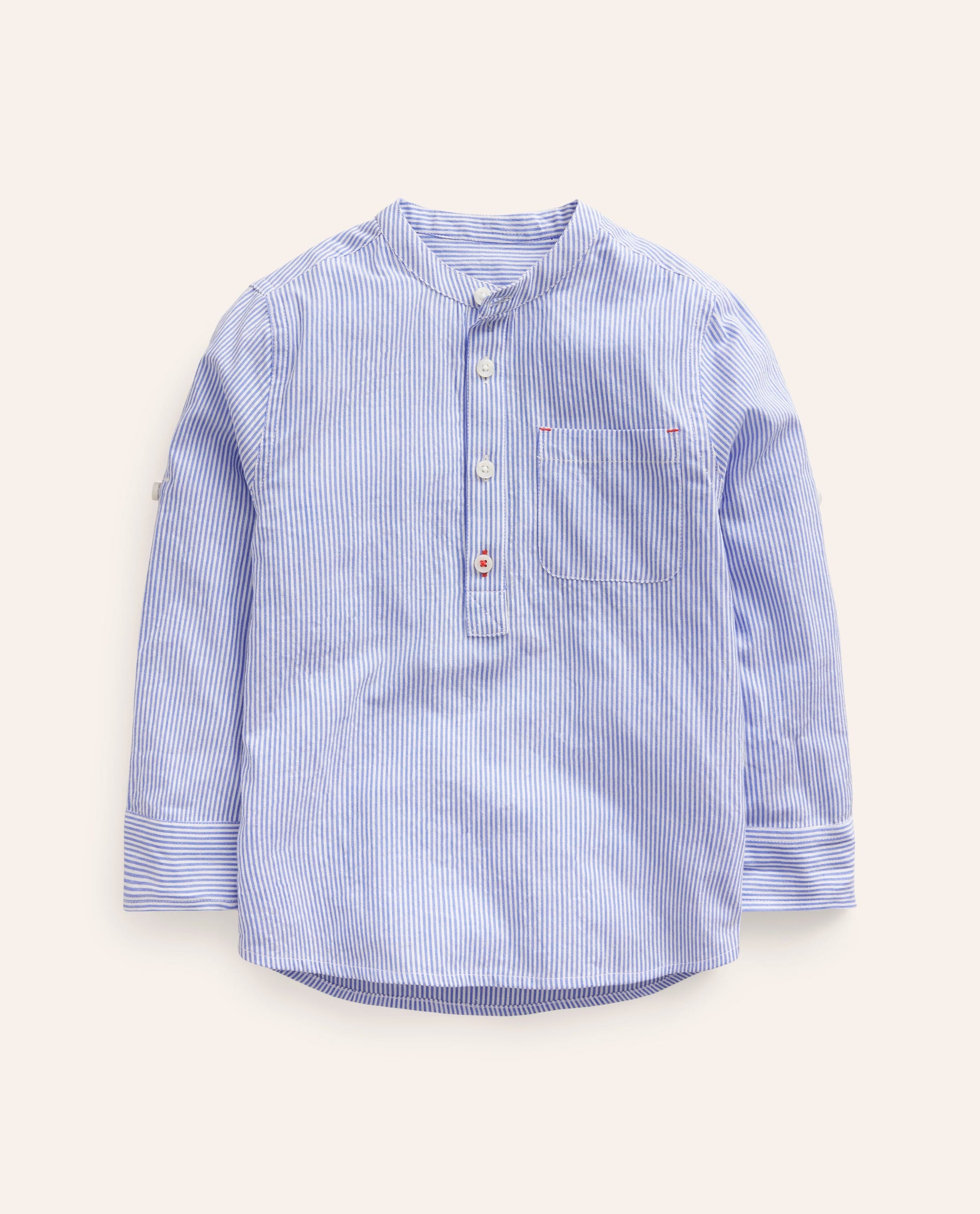 Grandad Shirt-Sapphire Blue Stripe-1