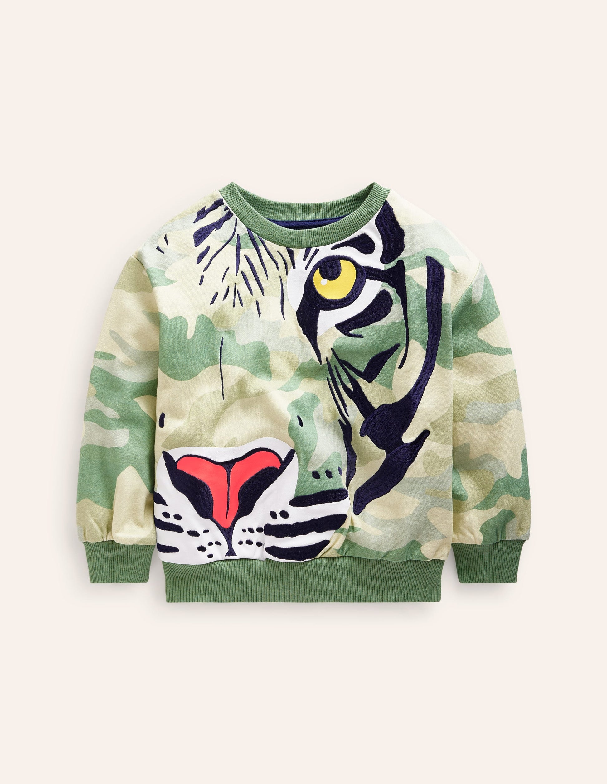 Camo Tiger Sweatshirt-Tonal Green Camo Tiger-1