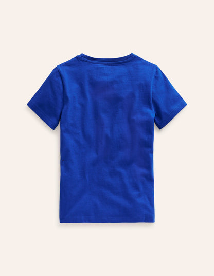Appliqué Rhino T-shirt-Peacock Plume Blue-2