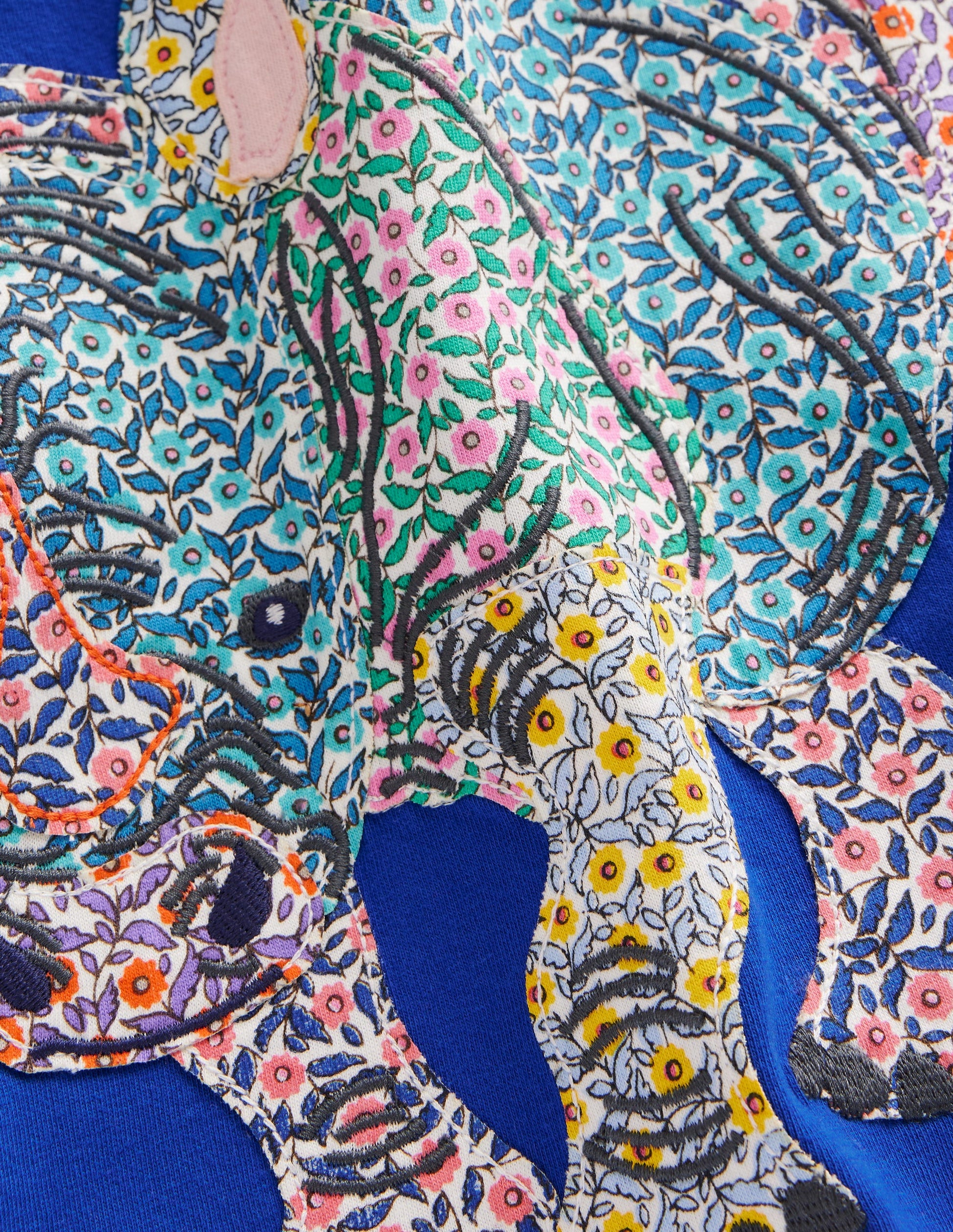 Appliqué Rhino T-shirt-Peacock Plume Blue-3