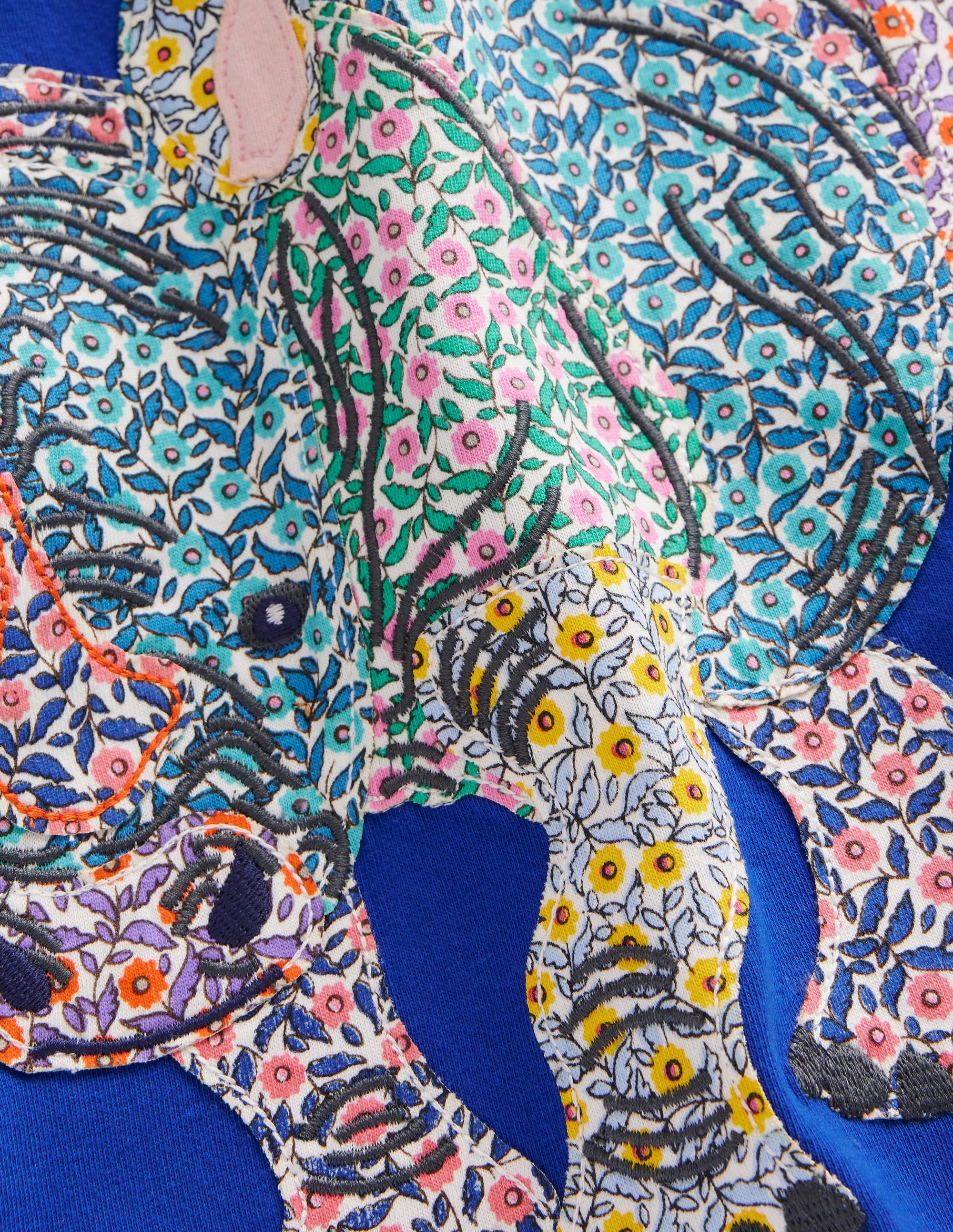 Appliqué Rhino T-shirt-Peacock Plume Blue - Image 3