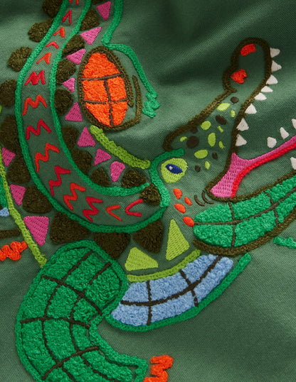 Boucle Detail Animal T-shirt-Rosemary Green Crocodile-3
