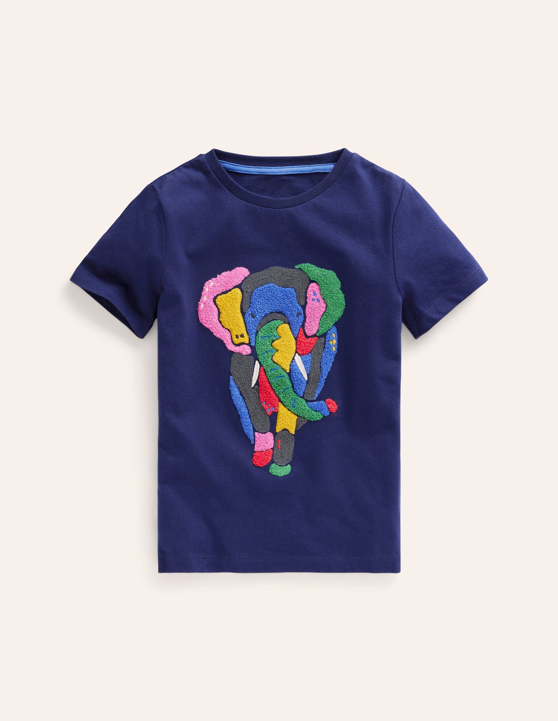 Boucle Detail Animal T-shirt-College Navy Elephant-1
