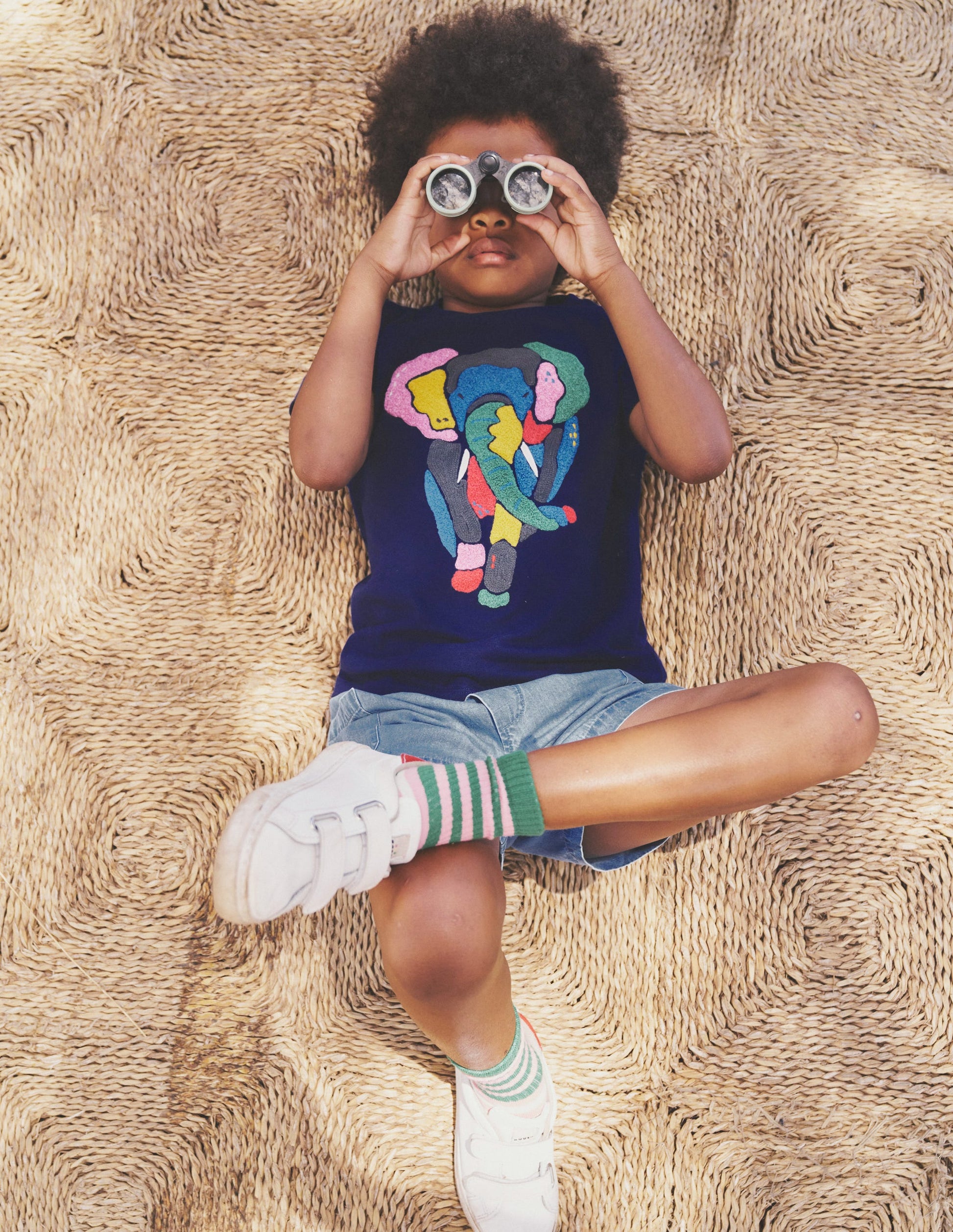 Boucle Detail Animal T-shirt-College Navy Elephant-4