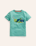 Short Sleeve Applique T-Shirt-Corsica Blue Grasshopper