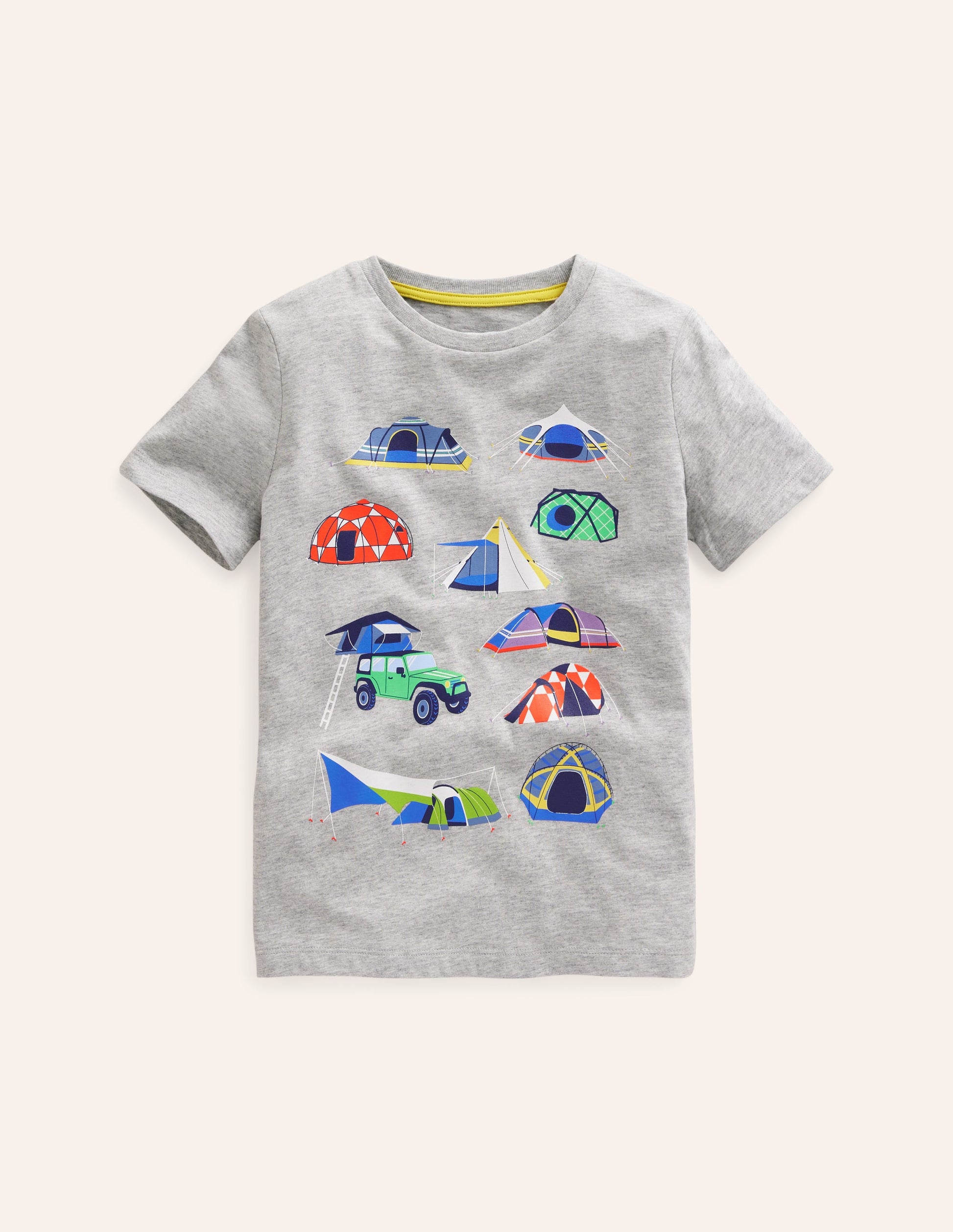 Printed Tents T-shirt-Grey Marl Tents-1