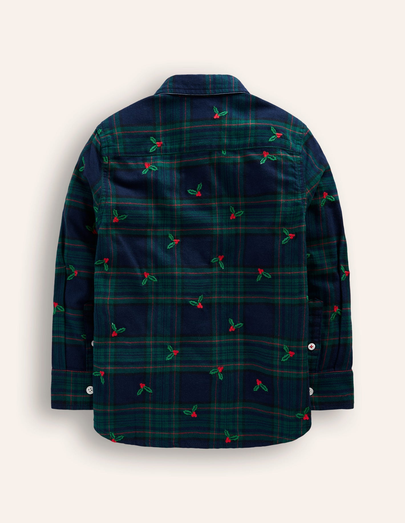 Cosy Cotton Check Shirt-Christmas Embroidered Check