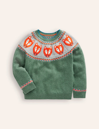 Fair Isle Jumper-Spruce Green Marl