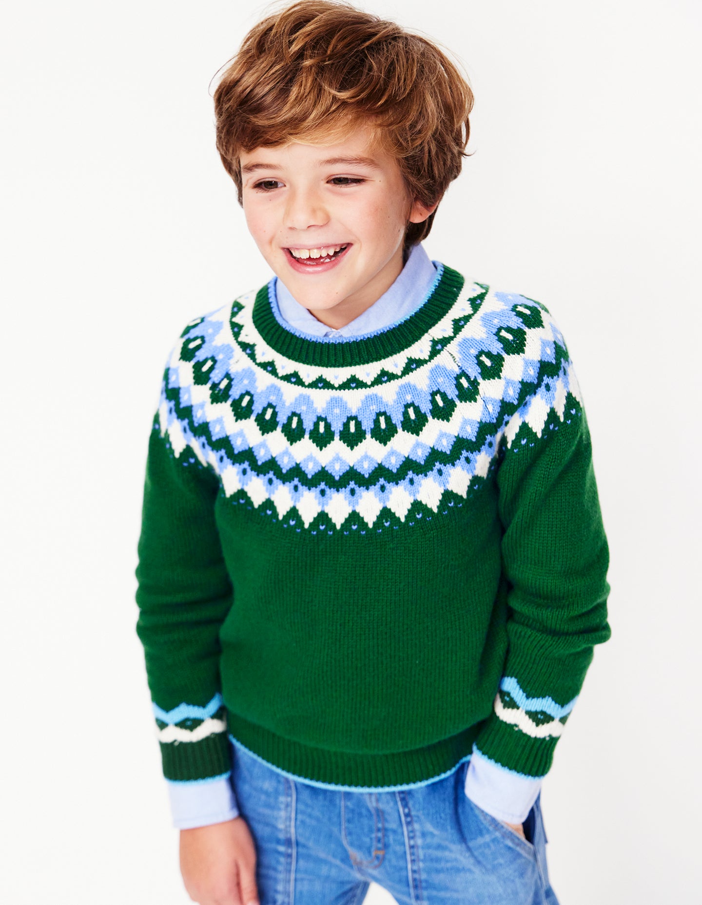 Fair Isle Jumper-Ivy Green