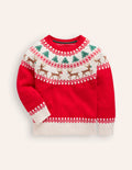 Fair Isle Jumper-Poppy Red Reindeer