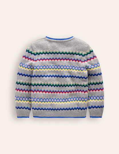 Fair Isle Jumper-Grey Marl