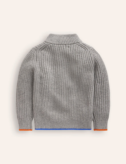 Heritage Half-Zip Jumper-Grey Marl