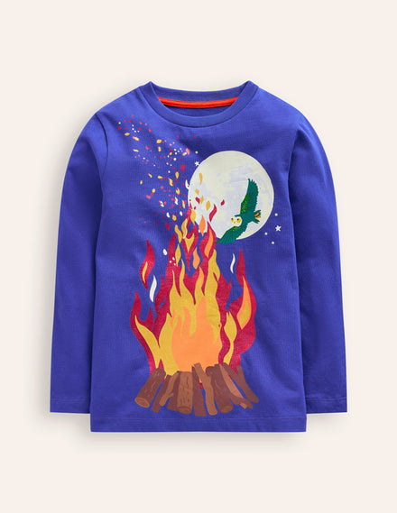 Glow-In-The-Dark T-Shirt-Sapphire Blue Bonfire