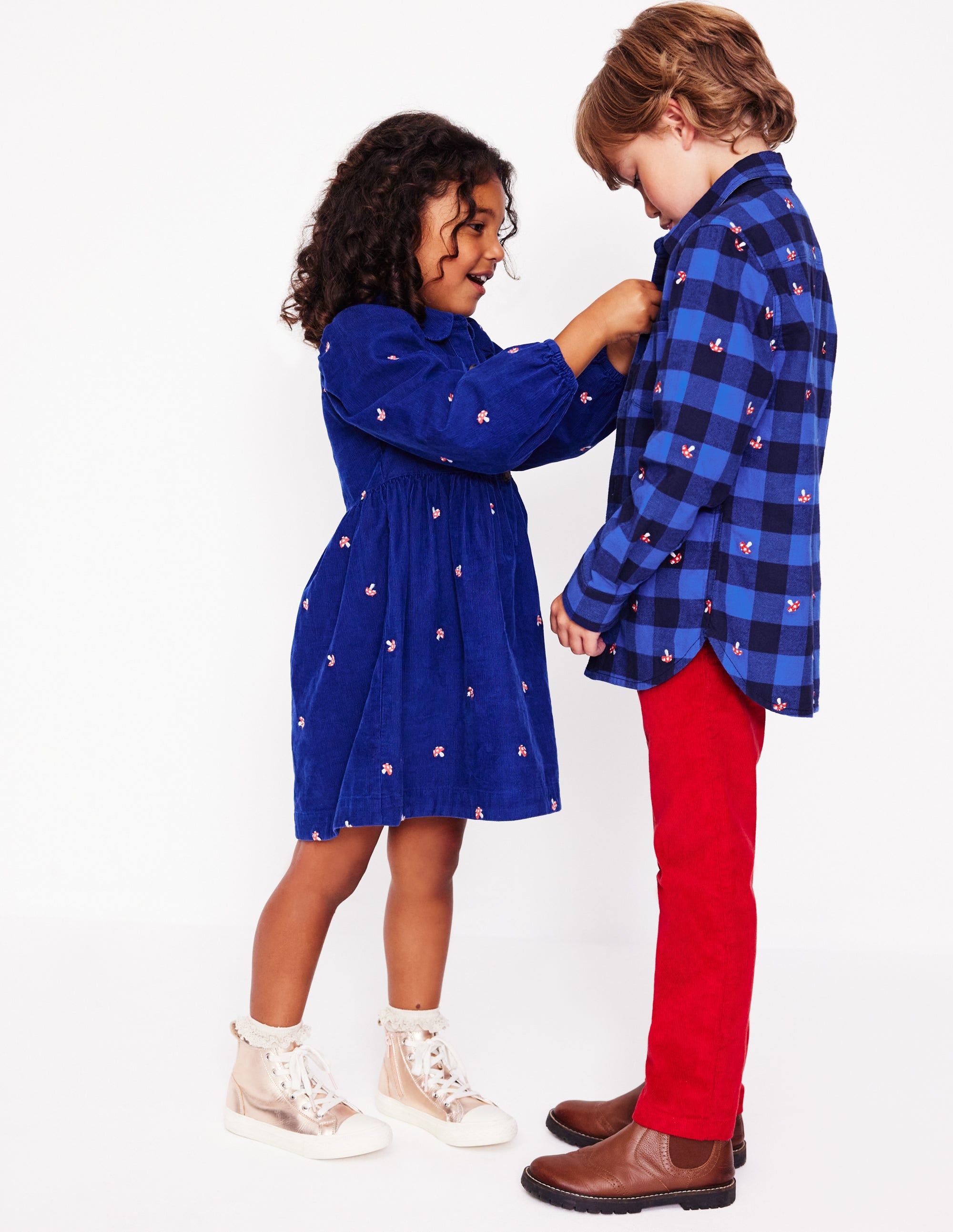 Cosy Cotton Check Shirt-Embroidered Toadstool Check - Image 4