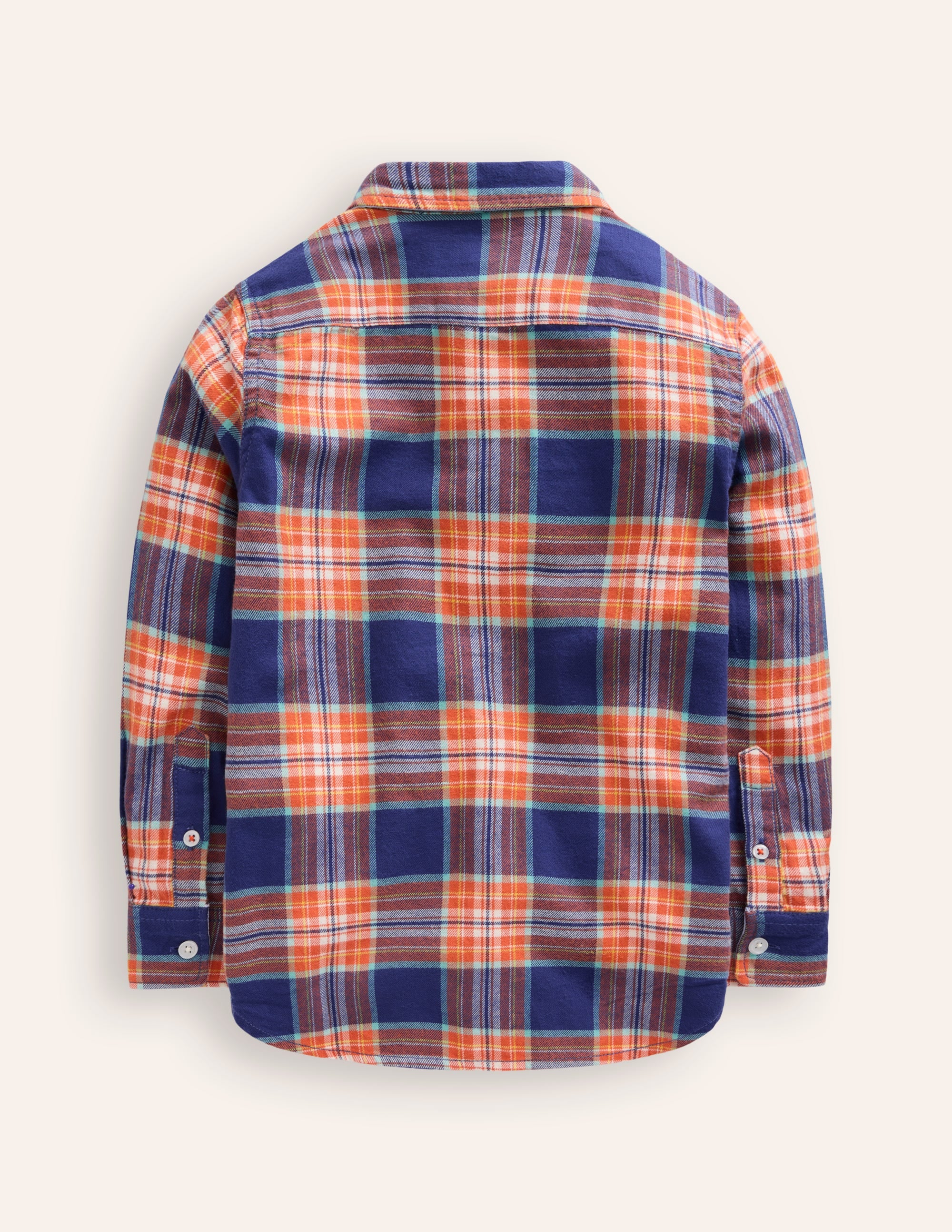 Cosy Cotton Check Shirt-Starboard/Terracotta Orange - Image 2