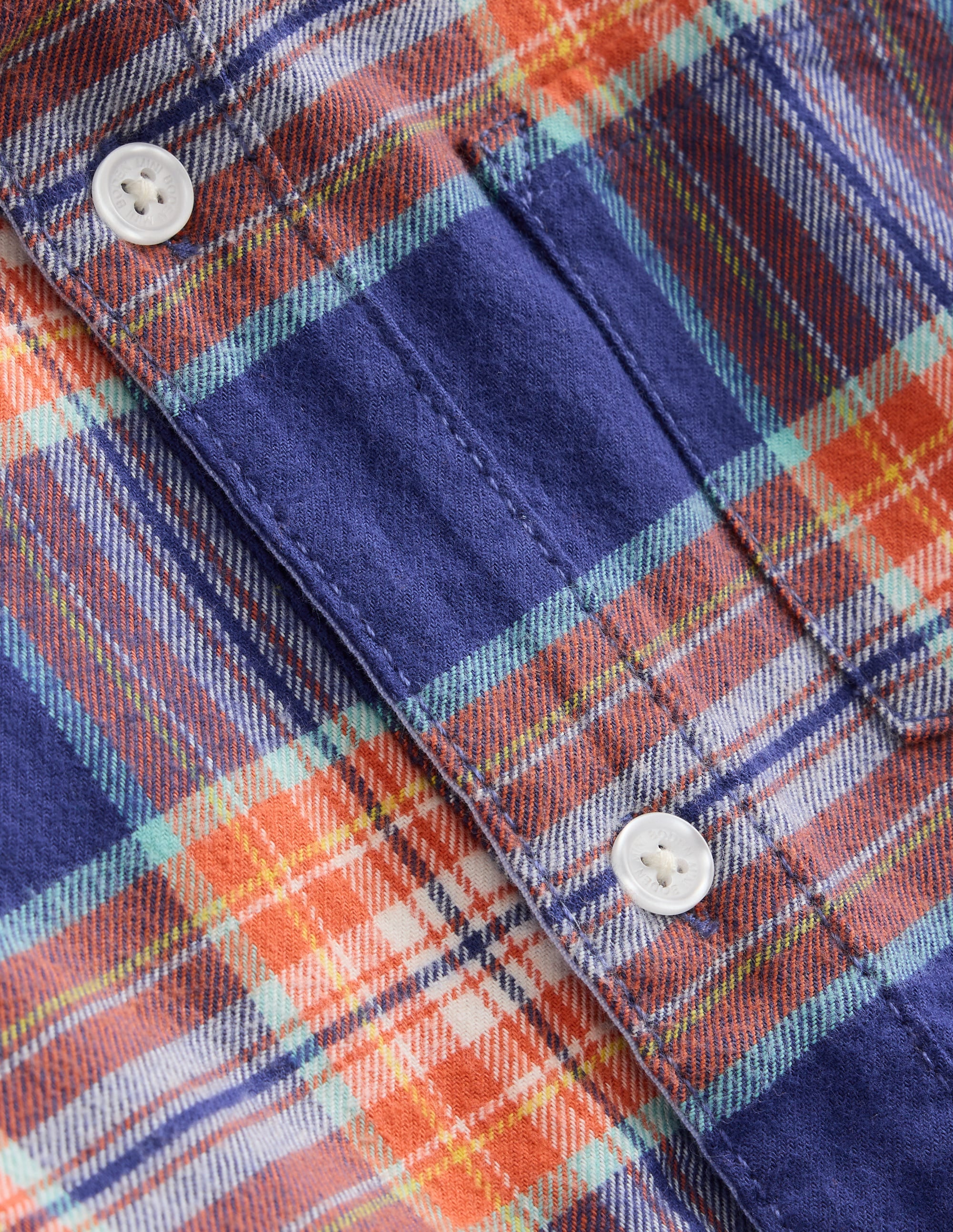 Cosy Cotton Check Shirt-Starboard/Terracotta Orange - Image 3