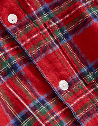 Cosy Cotton Check Shirt-Red Check