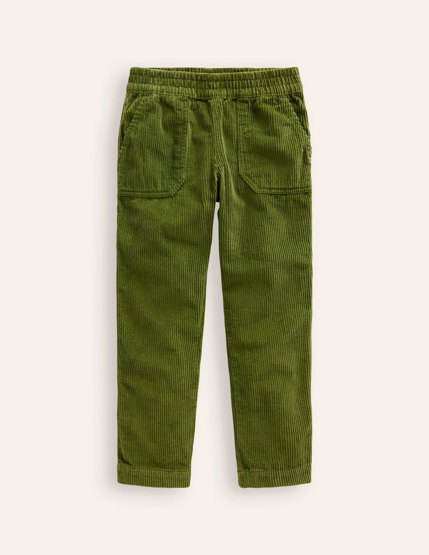 Pull-On Cord Trousers-Leaf Green