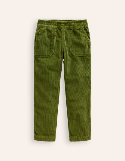 Pull-On Cord Trousers-Leaf Green