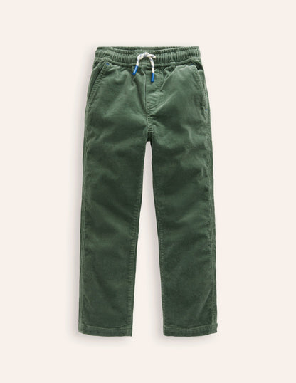 Slim Pull On Trousers-Bottle Green