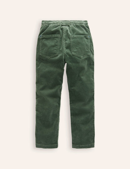 Slim Pull On Trousers-Bottle Green