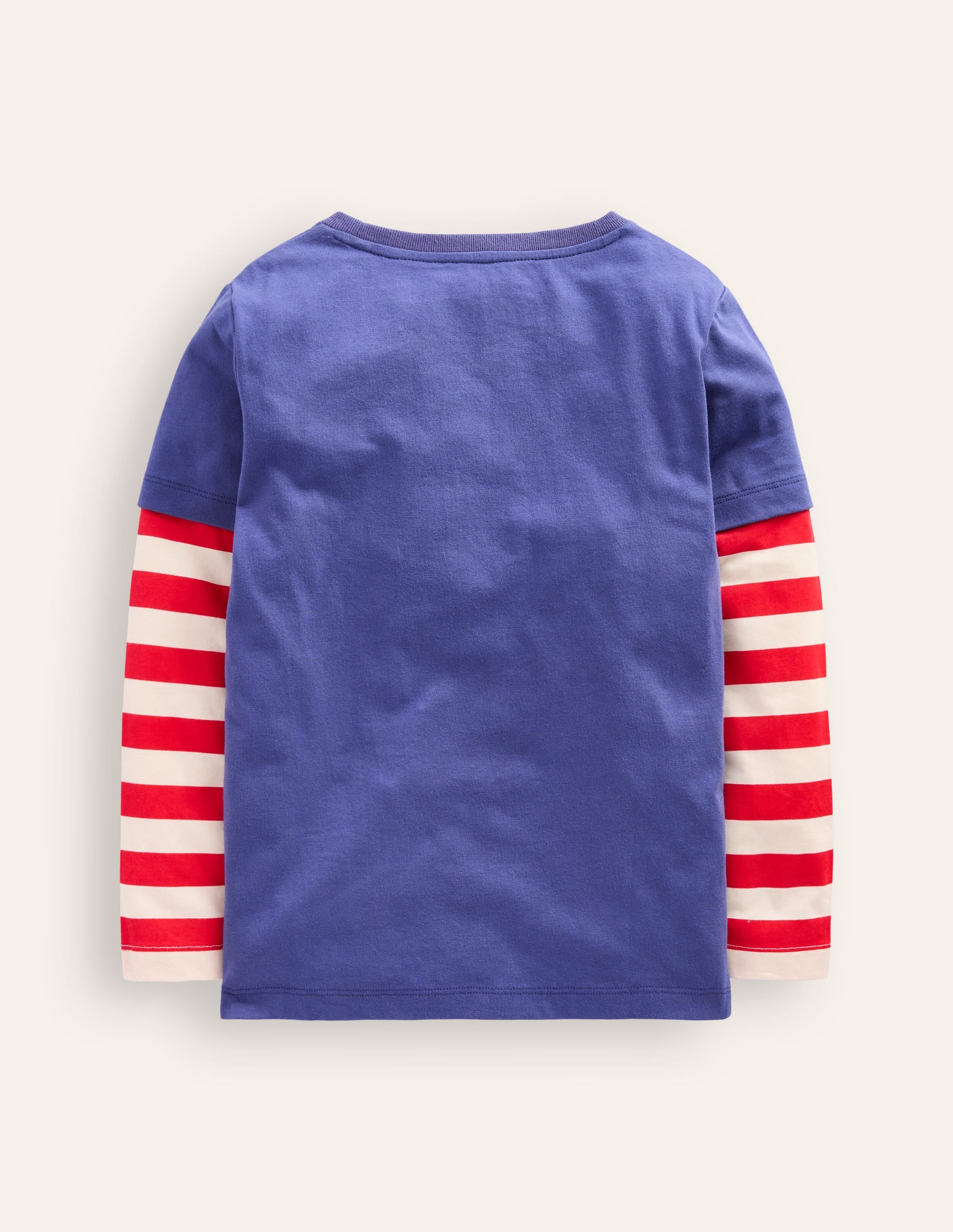 Applique Mock Sleeve T-Shirt-Bluejay Janet - Image 2