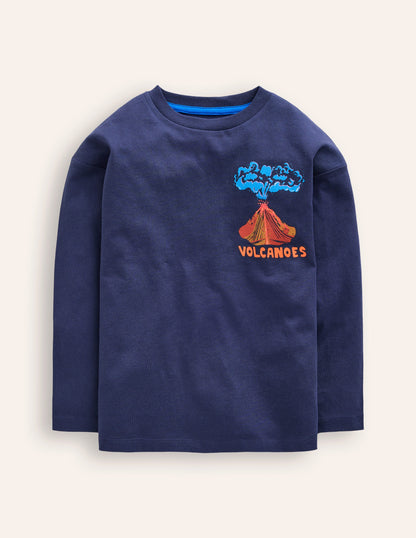 Fun Science Logo T-shirt-Stormy Blue Volcanoes