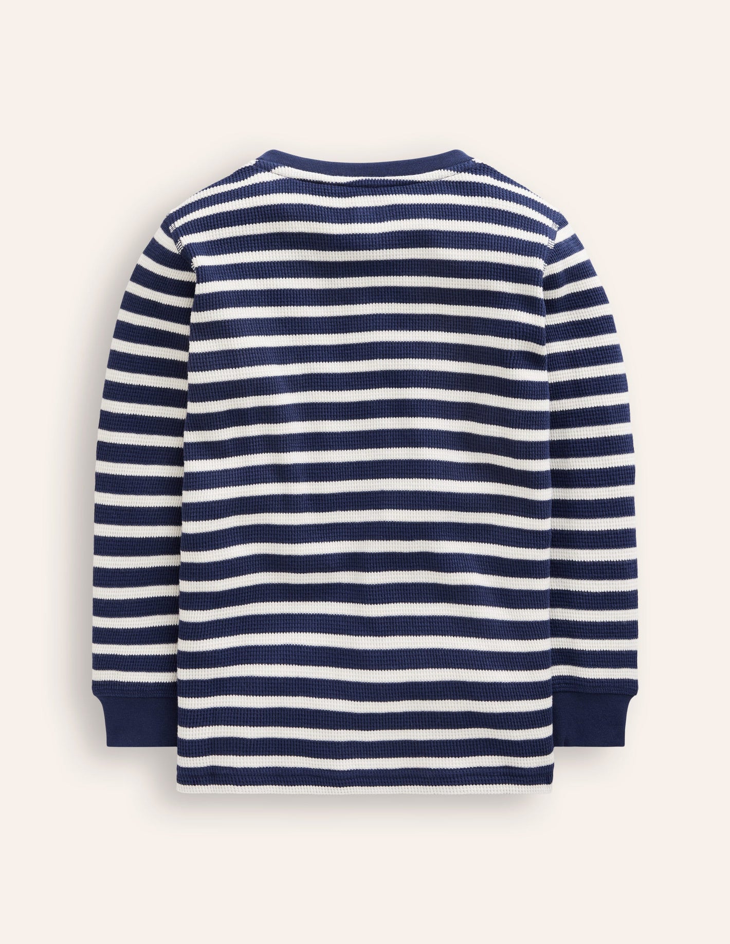 Waffle Henley T-Shirt-College Navy and Ivory Stripe