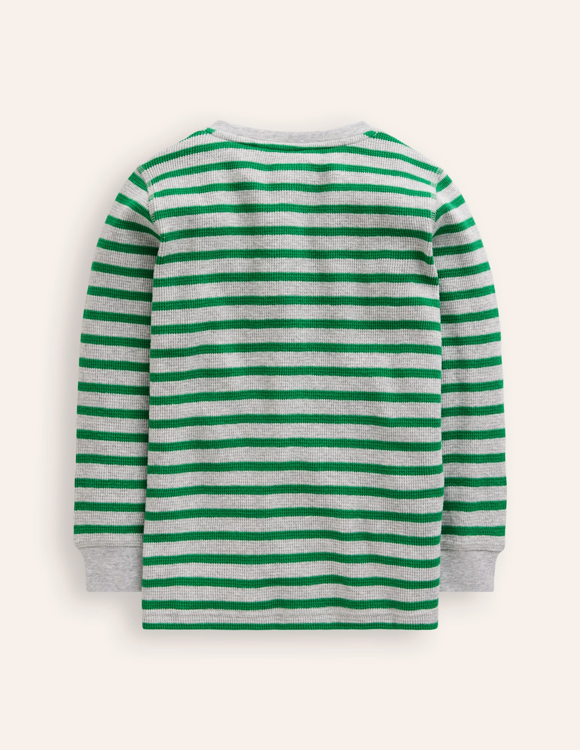 Waffle Henley T-Shirt-Highland Green and Grey Marl - Image 2