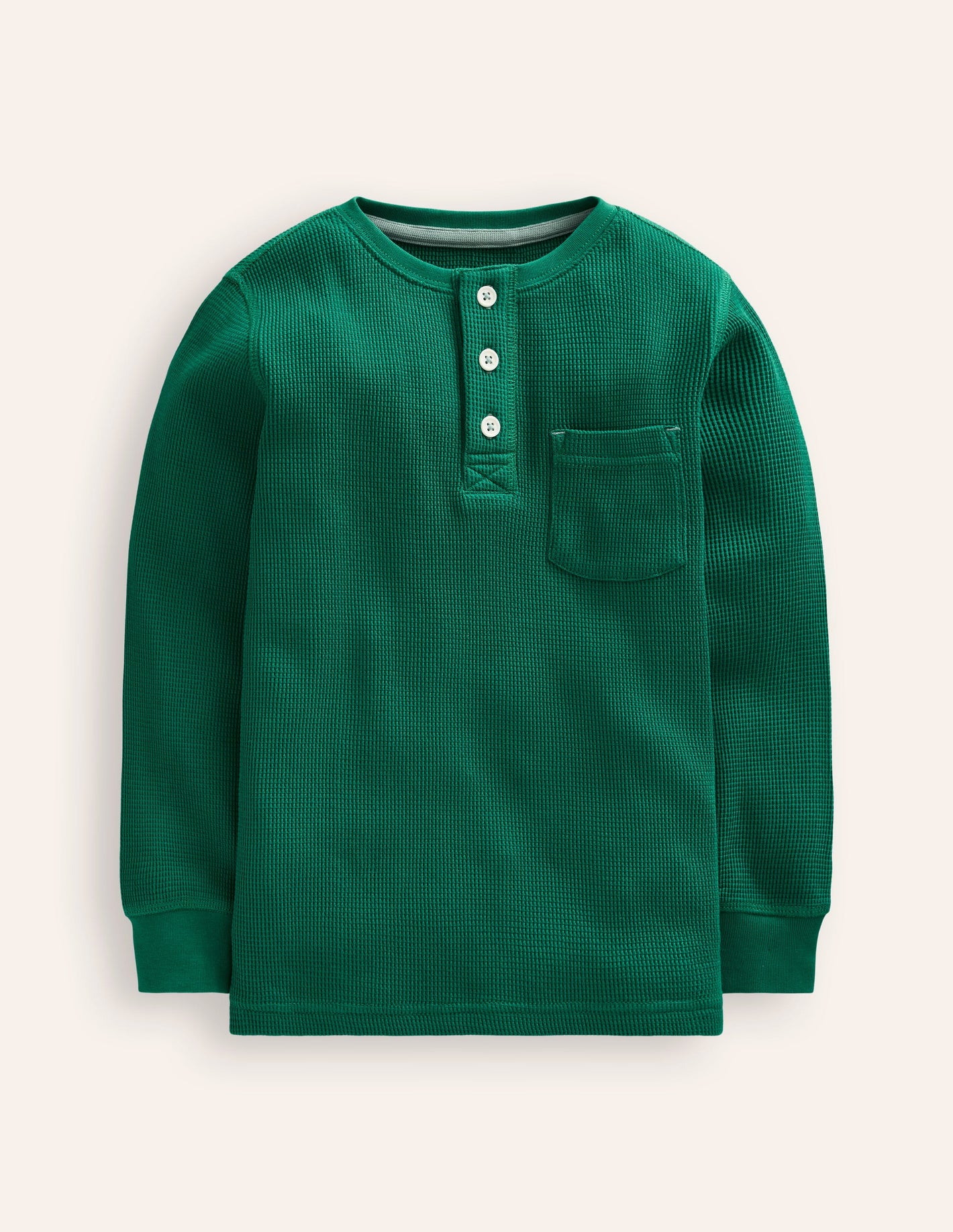 Waffle Henley T-Shirt-Jewel Green