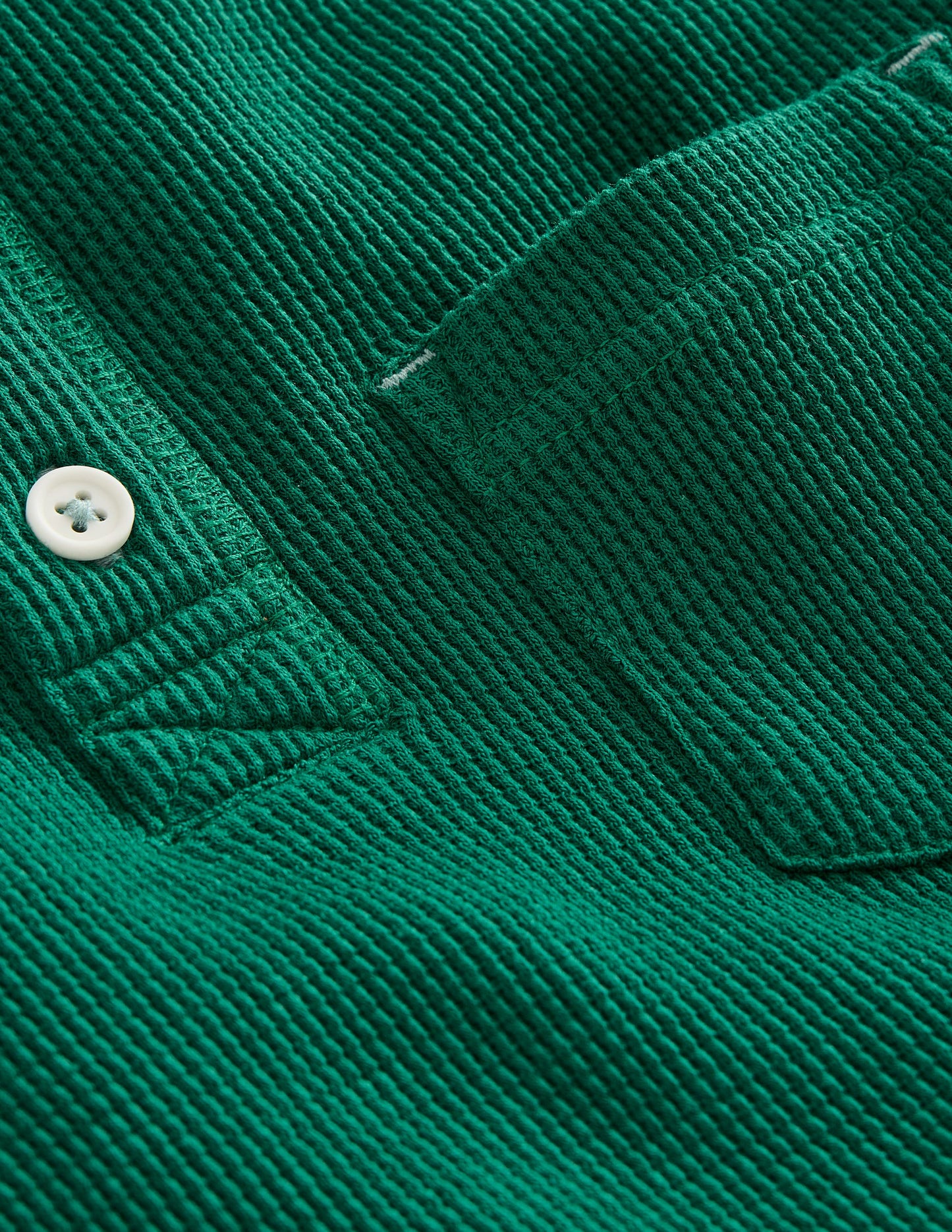 Waffle Henley T-Shirt-Jewel Green