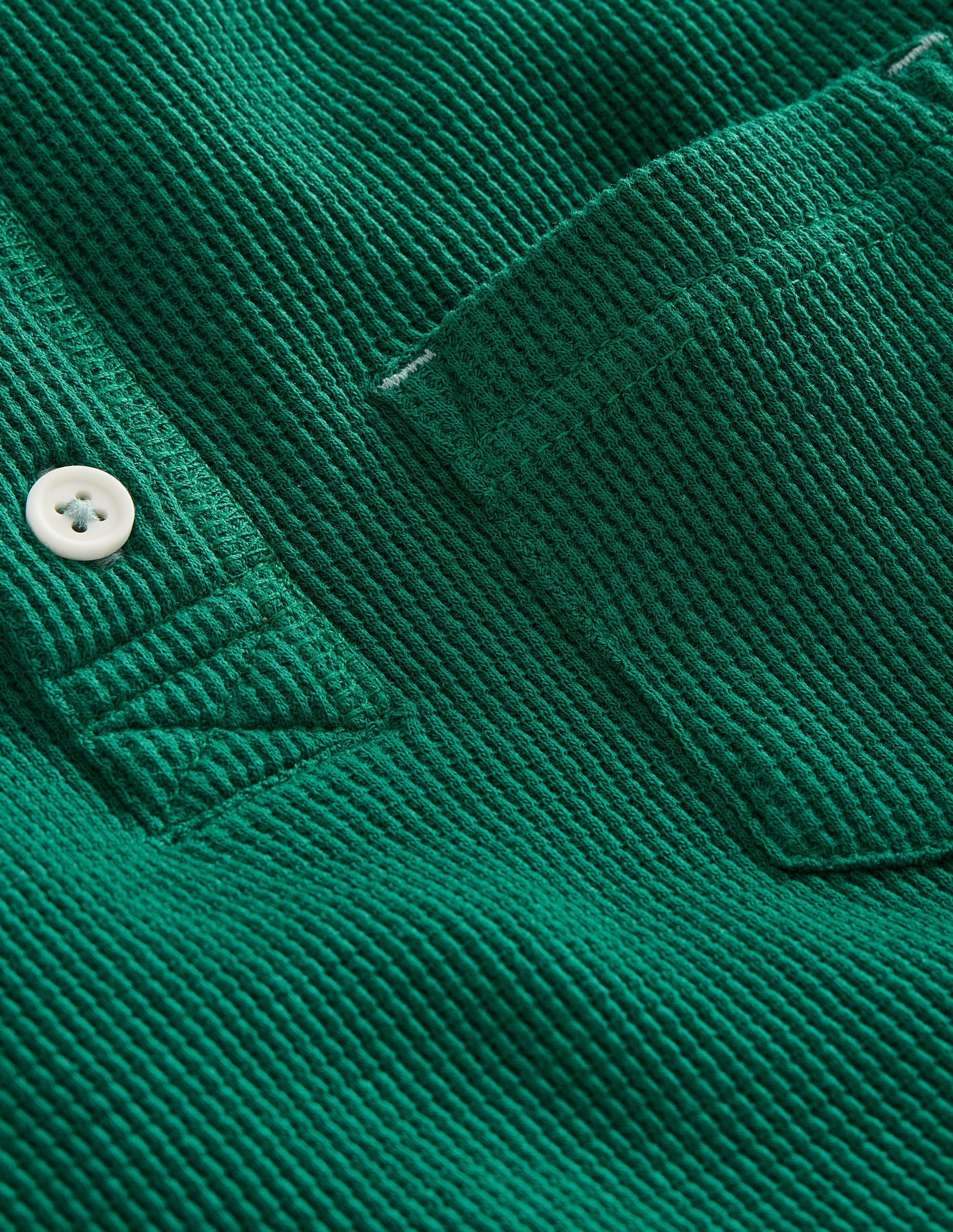 Waffle Henley T-Shirt-Jewel Green - Image 3