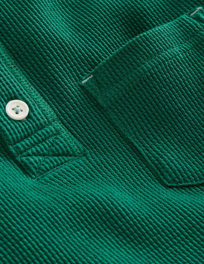 Waffle Henley T-Shirt-Jewel Green