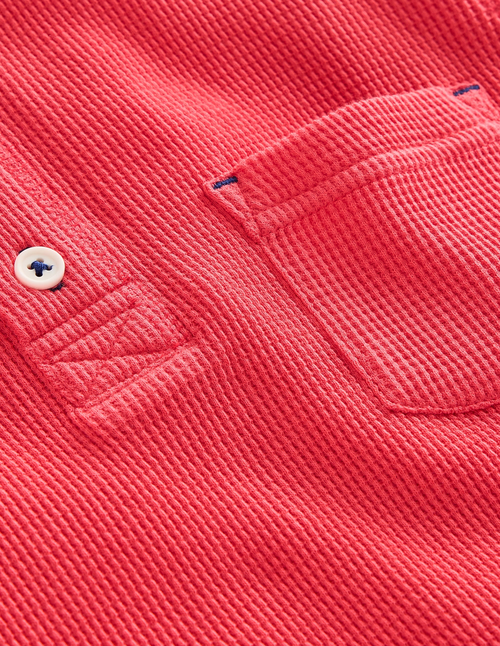Waffle Henley T-Shirt-Jam Red - Image 3