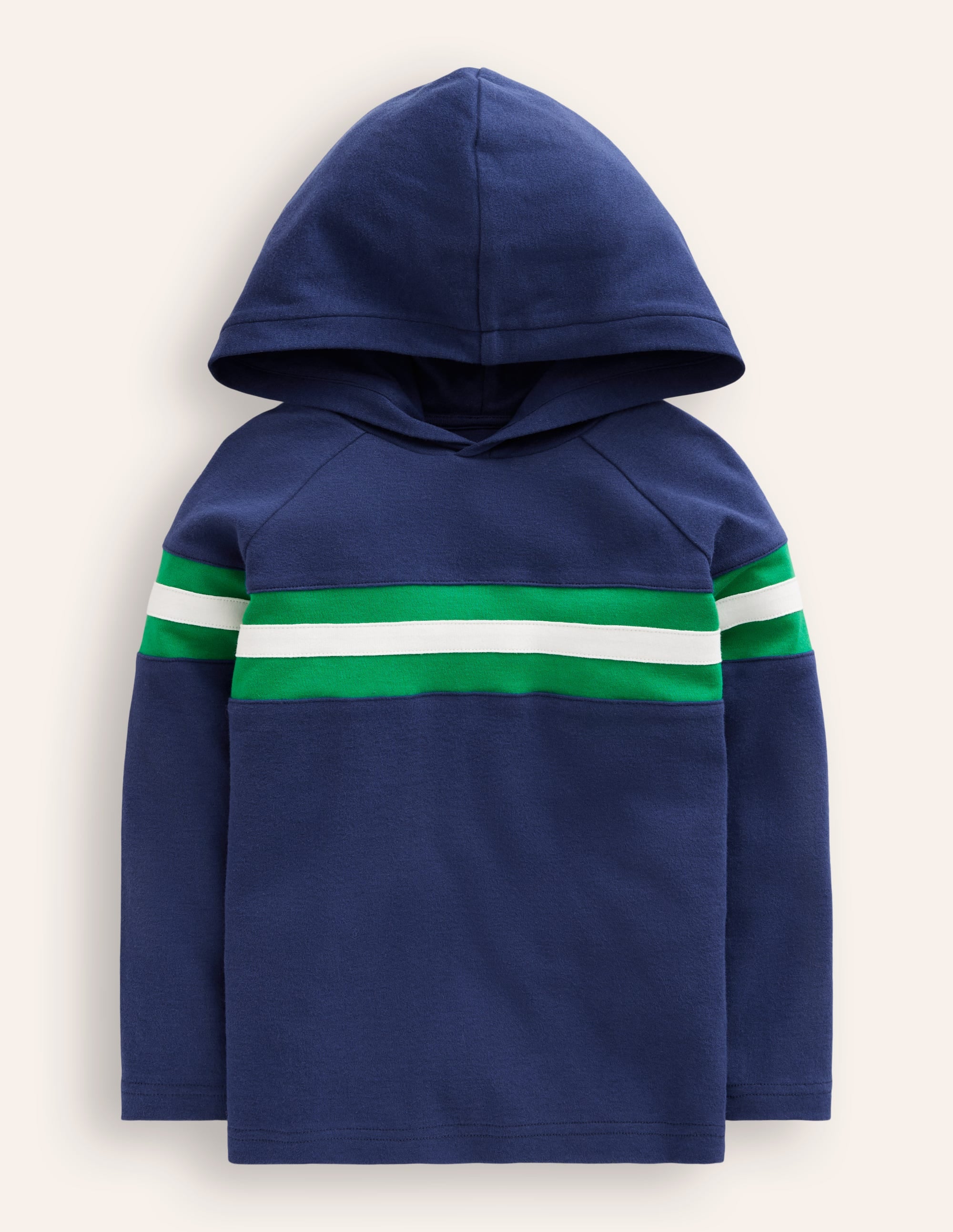 Supersoft Hooded Raglan-College Navy Chest Stripe - Image 1